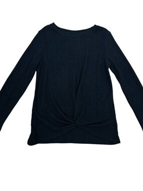 Cat & Jack Black Waffle Knit Long Sleeve Twist-Knot Top